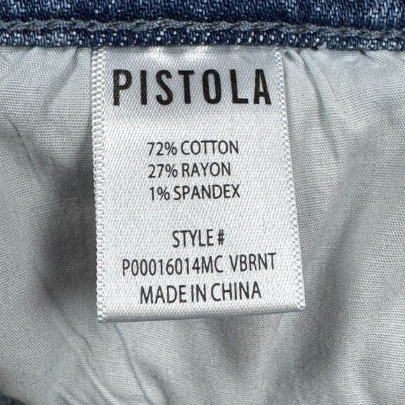 Pistola Jeans Womens 31 Blue Bootcut Flare Stretch Mid Rise Denim Raw Hem - Picture 10 of 16